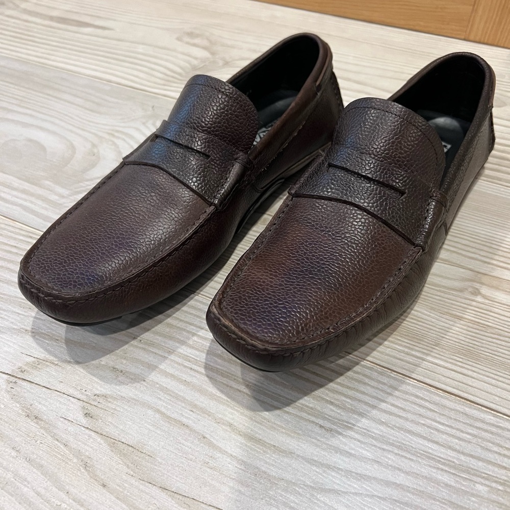 Salvatore Ferragamo Dark Brown Leather Slip-On Drivers
